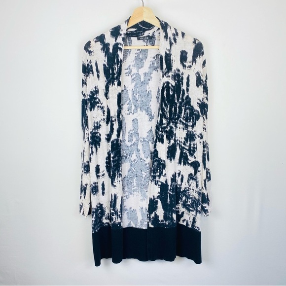 Nic + Zoe Long Line Open Front Printed Cardigan Size Small - Picture 1 of 6